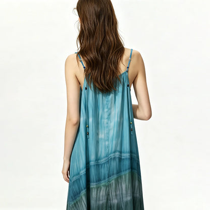 Frisches Tie Dye Damenkleid Leichter Stoff Ideal Für Reisen