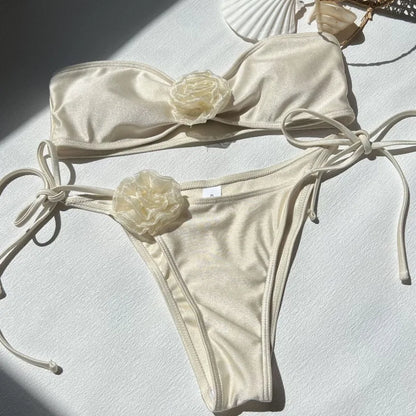 Sexy Bikini-Set mit Push-up-Effekt – Solides Design für Strand und Pool