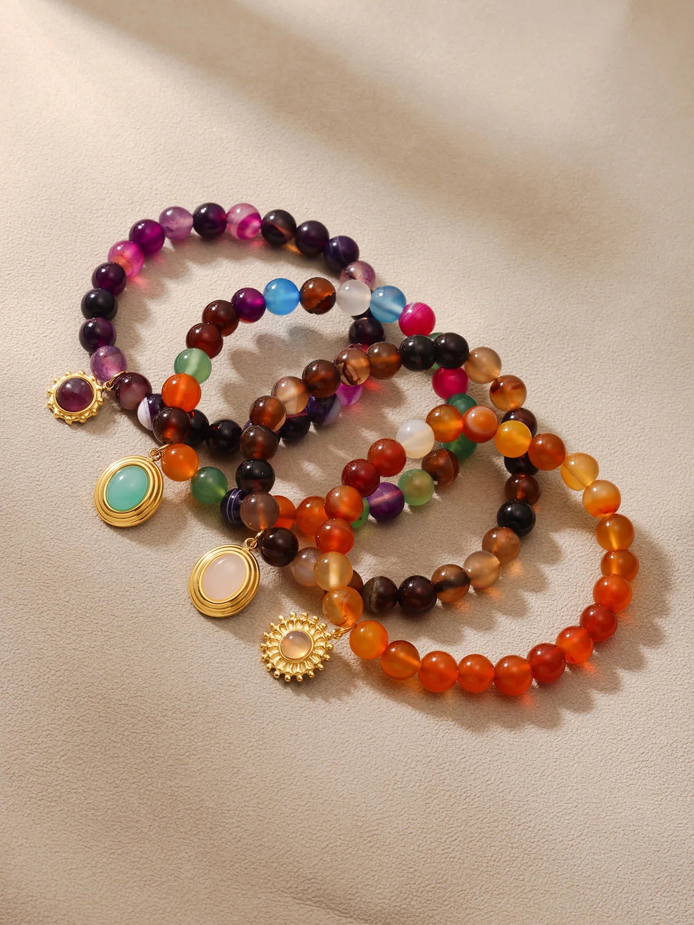 Damen-Armband mit Achat-Naturstein aus Edelstahl