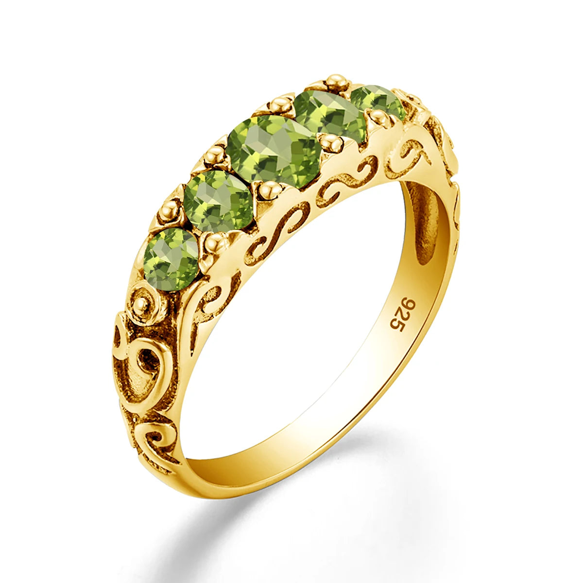 Damen-Ring aus Silber 925 mit Regenbogen-Topas Fünfstein-Design Gewölbter Bund Hochwertiges Geschenk