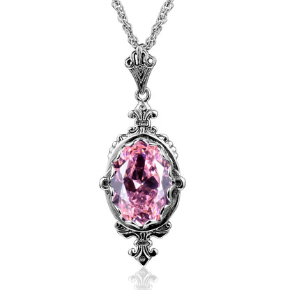 Damen-Halskette Mit Citrin-Anhänger Aus Sterling Silber 925 Ovaler Stein 10x14 mm 8 ct Victoria-Stil