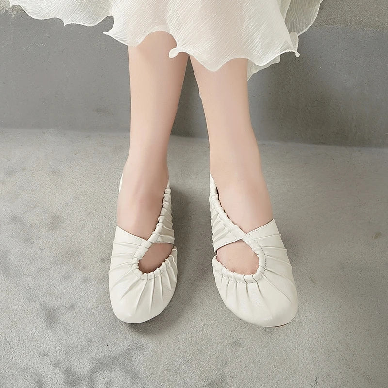 AIYUQI 2025, neue stil geschlossene zehen frauen sandalen Plissee nicht-slip Römischen sandalen für frauen Große größe sommer strand weibliche schuhe