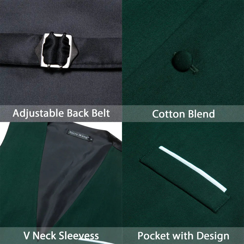 Herrenweste aus Satin, dunkelgrün, Detailansicht mit Knopf und Taschenöffnung