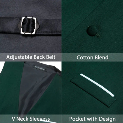 Herrenweste aus Satin, dunkelgrün, Detailansicht mit Knopf und Taschenöffnung