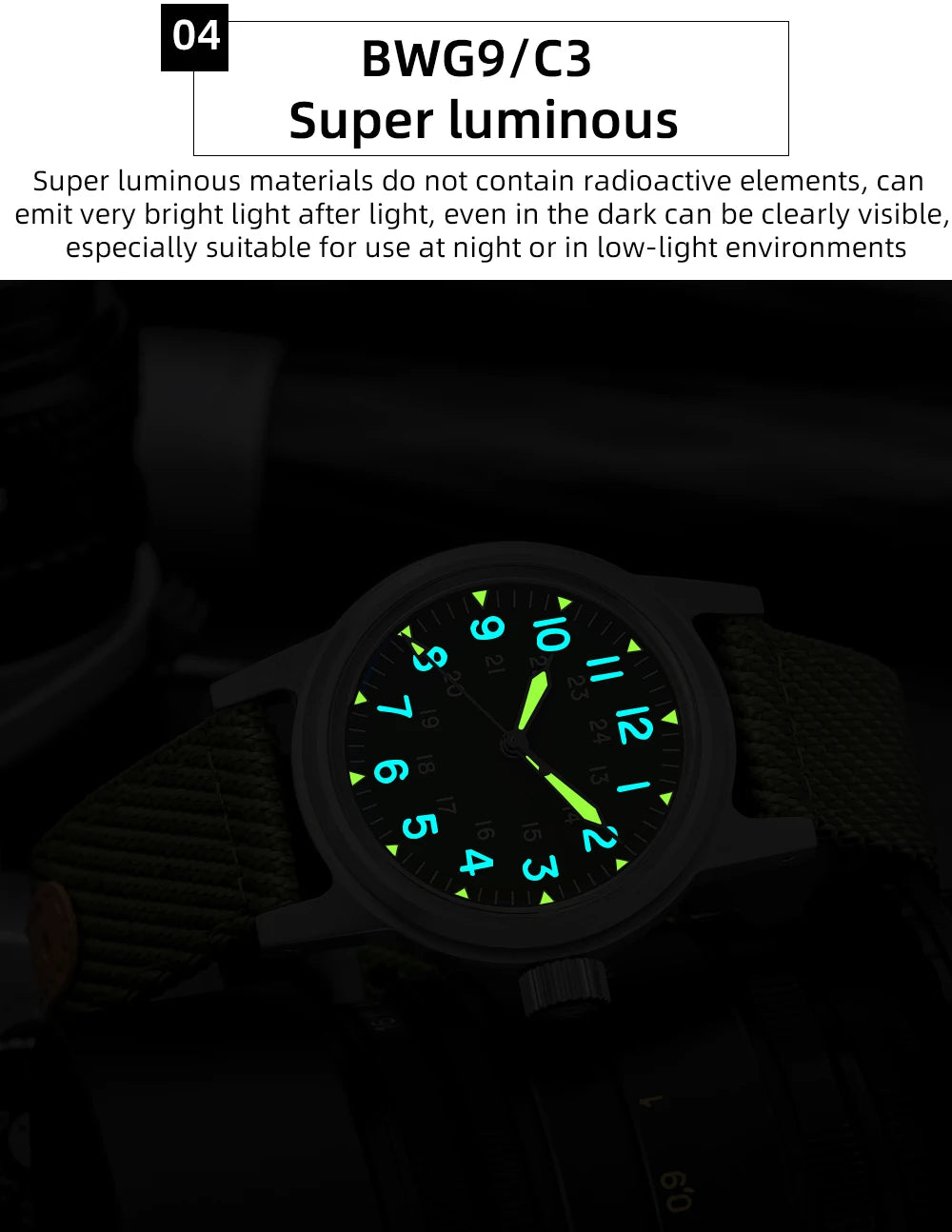Herren-Vintage-Automatikuhr mit Bubble-Glas und Nylonarmband