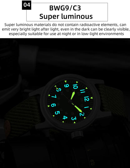 Herren-Vintage-Automatikuhr mit Bubble-Glas und Nylonarmband