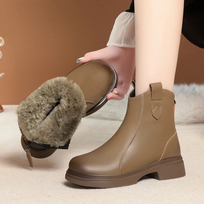 Damen Schnee Stiefel aus Faux Pelz mit rutschfester Sohle und Reißverschluss