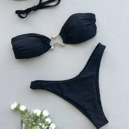 Gestreiftes, sexy Bikini-Set mit Push-up-Effekt – ideal für Strand und Pool