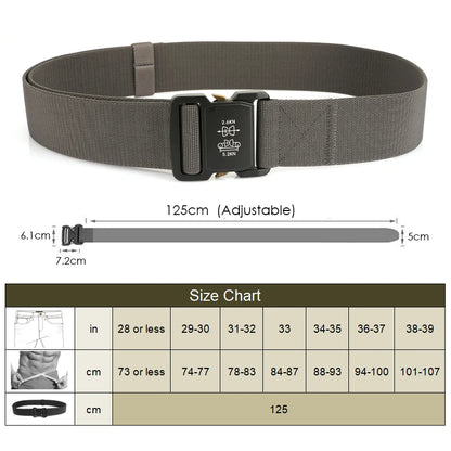 Herren-Gürtel Elastisch mit Aluminium-Schnalle 5 cm Breit Militärisch-Taktischer Stil