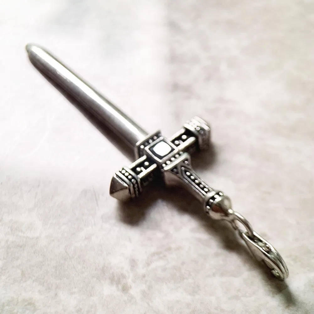Damen-Charm-Anhänger Schwert Krone Ritter Schutz aus Sterlingsilber