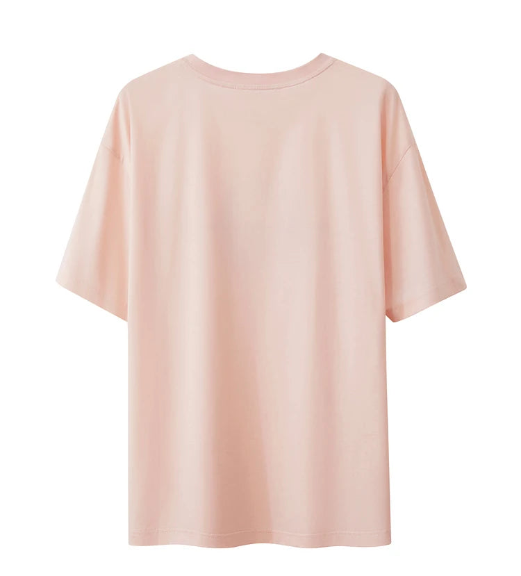 Damen T-Shirt im minimalistischen Stil mit gedrucktem Design und lässigen Ärmeln