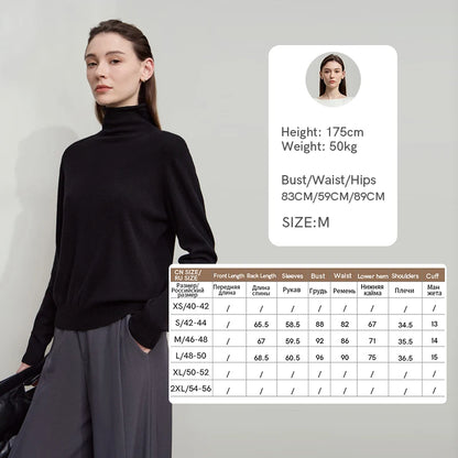 Damen-Rollkragenpullover Wolle-Kaschmir warm elegant Herbst-Winter
