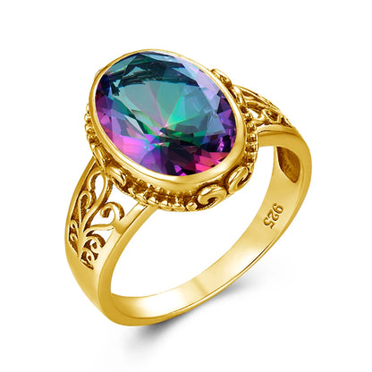 Damen-Ring aus Gold mit ovalem Granatstein 10x14 mm handgefertigtes Schmuckstück im markantem Design