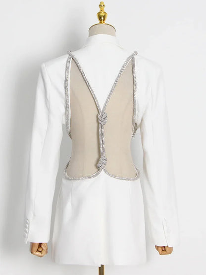 Elegantes Midi-Kleid mit Pailletten und Patchwork, schulterfrei und langärmelig – figurbetontes Design für Damen.