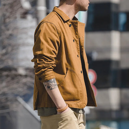 Herren Jacke Ingwerfarben Arbeitskleidungsjacke mit mehreren Taschen lässige Jagdjacke
