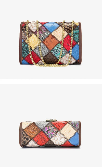 Damen-Schultertasche Aus Echtem Leder Kleine Handtasche Mit Gestepptem Kettenriemen Für Alltag Und Freizeit