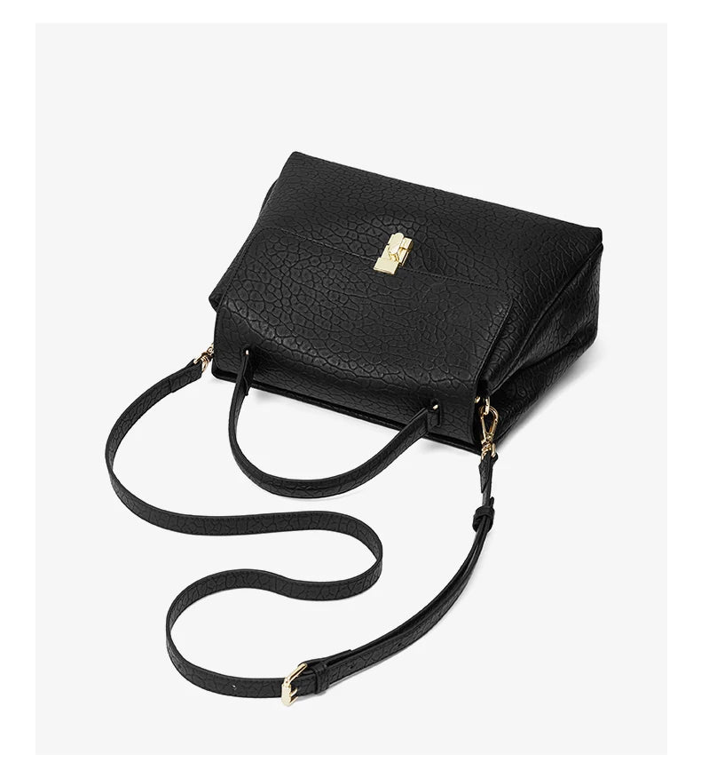 Damen Handtasche aus Leder mit Lychee Pattern Flap Messenger
