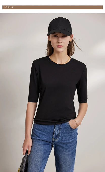 Damen T-Shirts aus neuer Baumwolle mit halben Ärmeln für das Büro