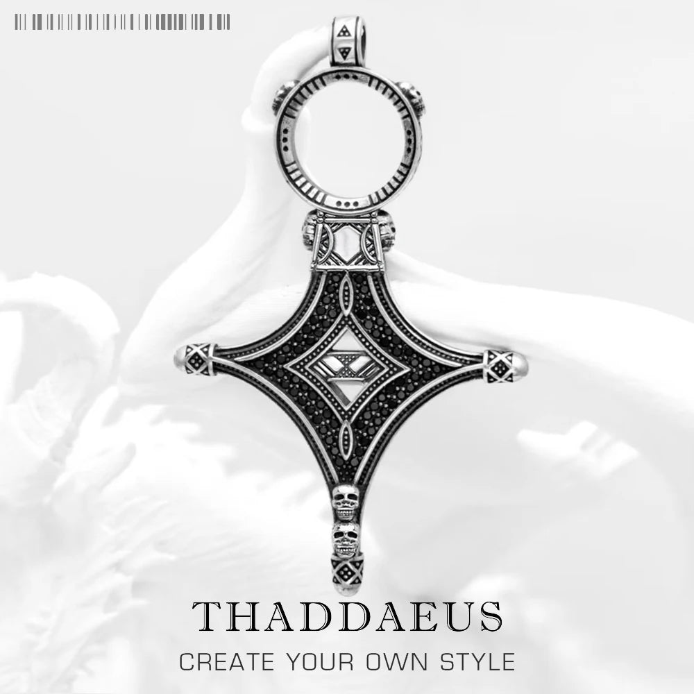 Damen-Charm-Anhänger Ethno Kreuz Glück Vintage aus Sterlingsilber