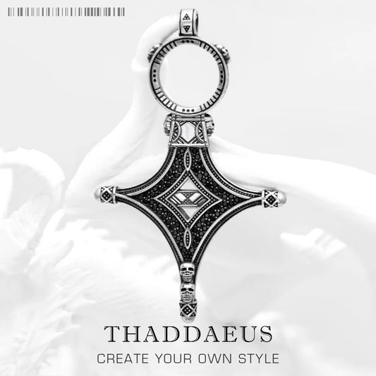 Damen-Charm-Anhänger Ethno Kreuz Glück Vintage aus Sterlingsilber