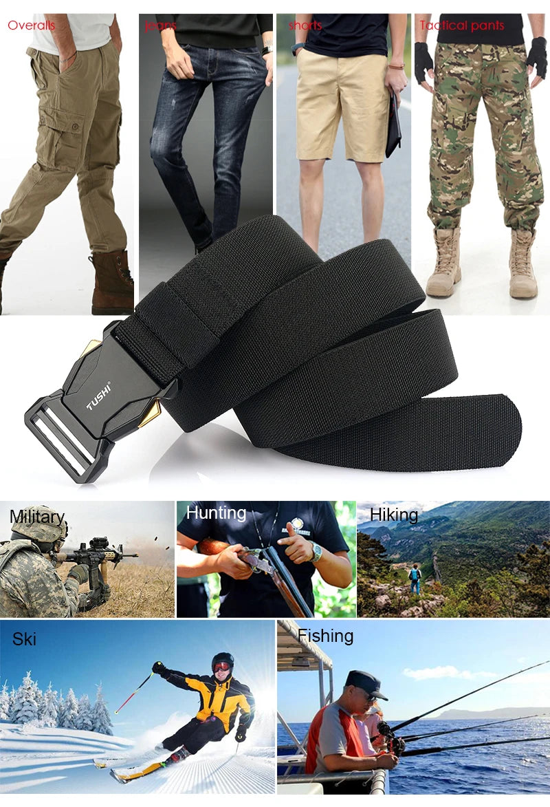 Unisex-Taktischer Gürtel Elastisch mit Schnellverschluss Metall-Schnalle für Alltag und Freizeit