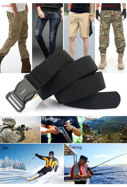 Unisex-Taktischer Gürtel Elastisch mit Schnellverschluss Metall-Schnalle für Alltag und Freizeit