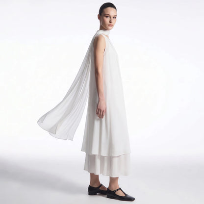 Leichtes Chiffon Damenkleid Sommer Zweiteilig Elegant Zum Reisen