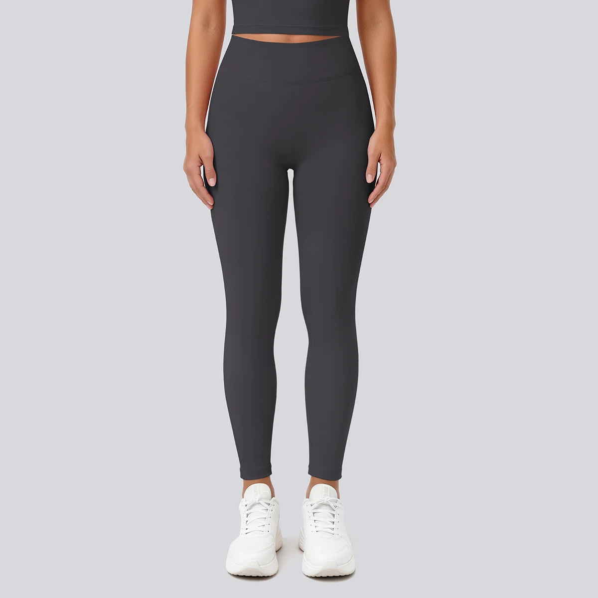Hamidou Yogahose für Damen: anthrazitfarbene High-Waist-Leggings, eng anliegend