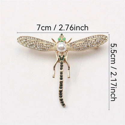 Brosche Libelle Vintage Insekt Kristall Groß Hochzeit Schmuck Damen