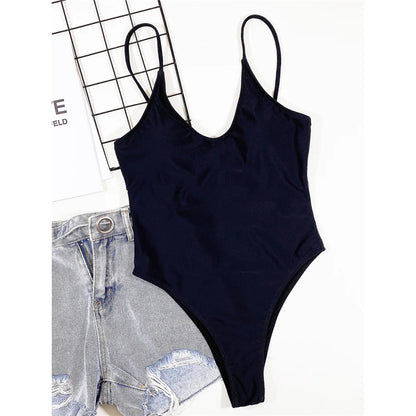 Damen Badeanzug Leopard rückenfrei Monokini hoher Beinausschnitt gepolstert
