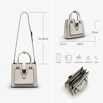 Stilvolle Damenhandtasche Aus Echtleder Mit Katzenmotiv Für Business