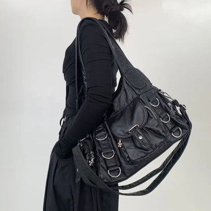 Damen-Umhängetasche Mit Mehrfachfächern Kleine Kunstleder-Satchel für Alltag und Freizeit