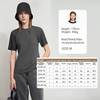 Damen Top im minimalistischen Stil mit O-Ausschnitt und schmaler Passform