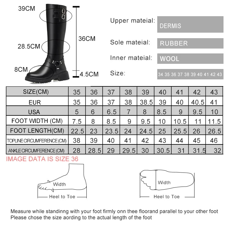 Größentabelle mit Fußlänge, Fußbreite und Knöchelumfang für Winterstiefel