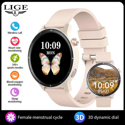 LIGE 2025 Sprachanruf Smart Uhr Damen 1,39 "360*360 HD Gesundheit Tracker Smartwatch Für Xiaomi Frauen Männer 3D Dynamische Zifferblatt Uhr