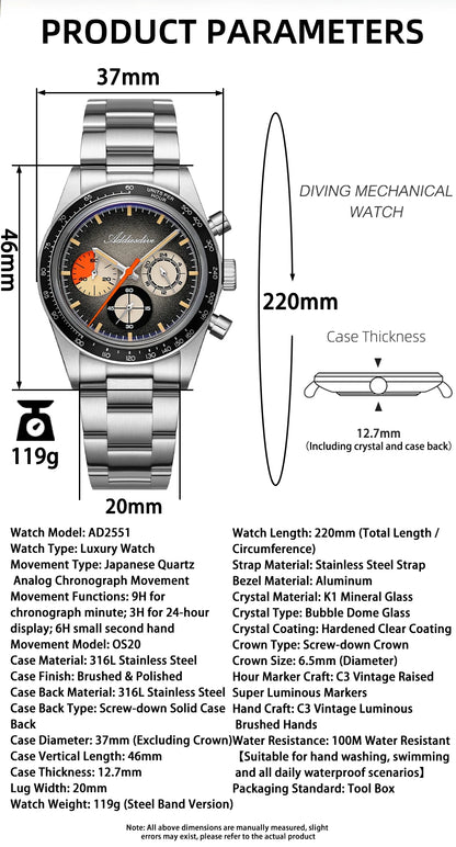 Herren-Chronograph mit OS20-Werk und Retrodesign