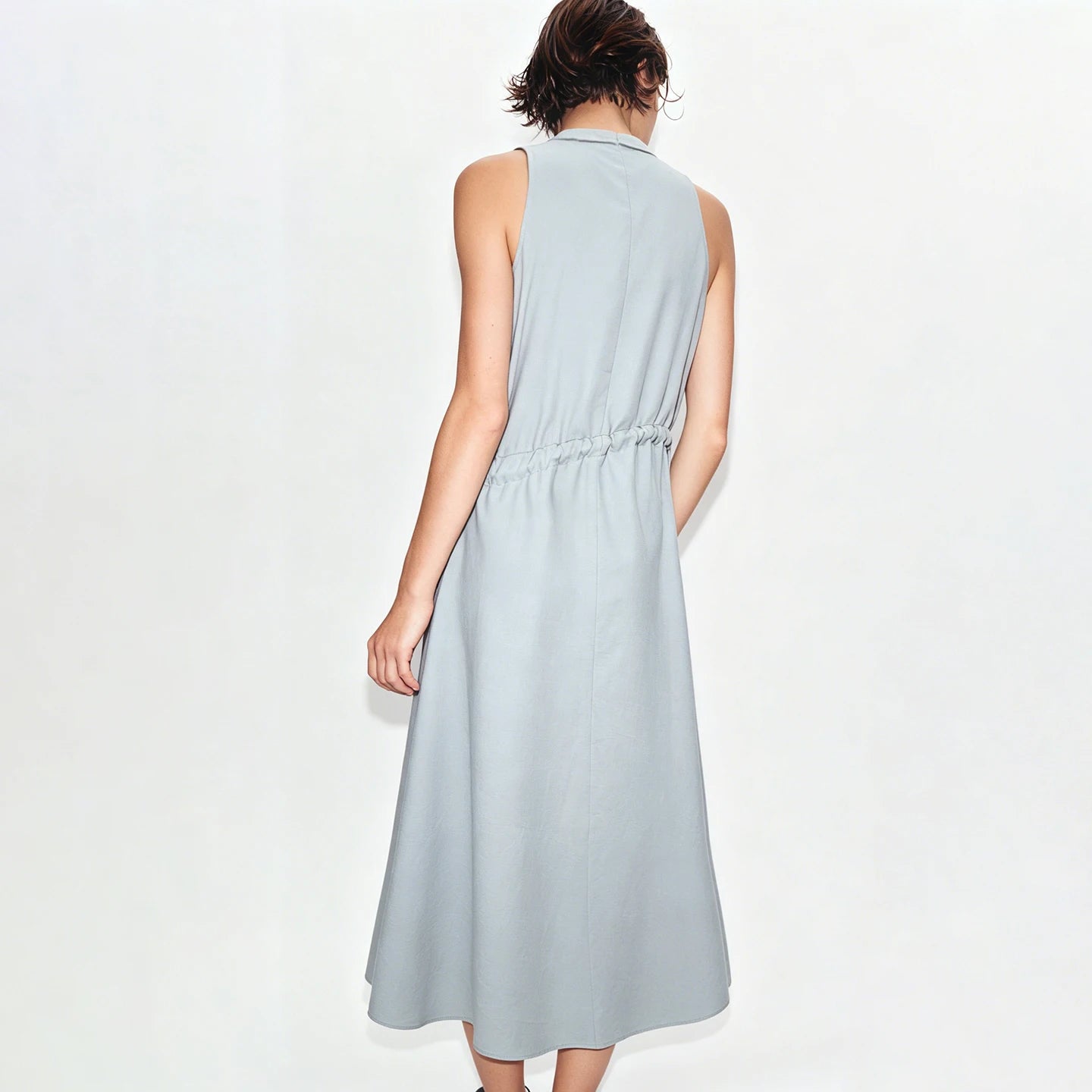 Elegantes Ärmelloses Sommerkleid Für Damen Mit Kordelzug