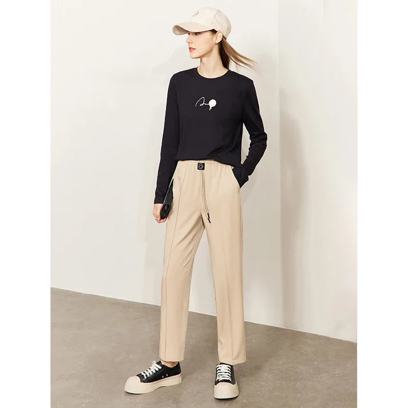 Minimalistische Damen-Jeans aus Lyocell und Baumwolle – vielseitige, gewaschene Retro-Jeans mit weitem Bein