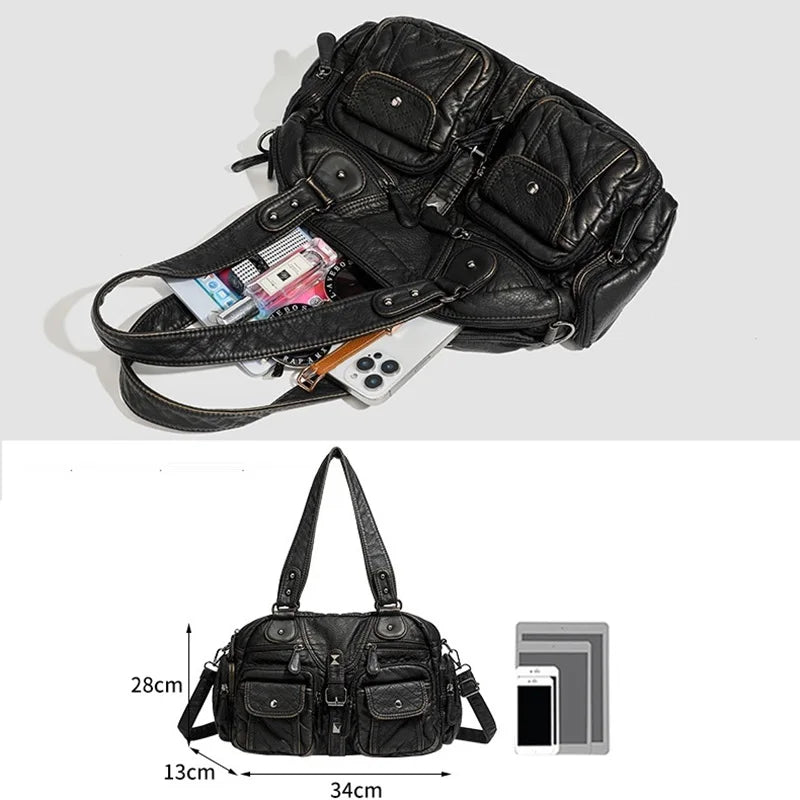 Damen-Handtasche Mit Oberem Henkel Und Schulterriemen Aus Bronze Kunstleder Für Alltag Und Freizeit
