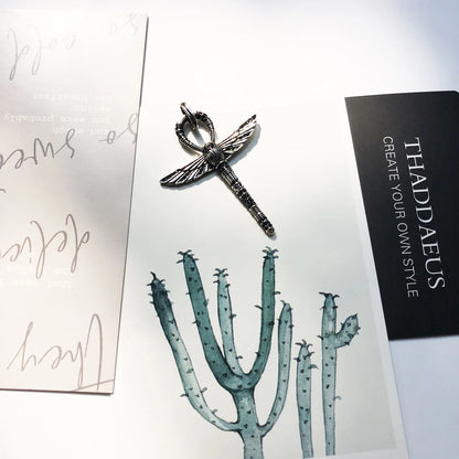 Damen-Halskette Ankh Kreuz Skarabäus ägyptisch aus Sterlingsilber