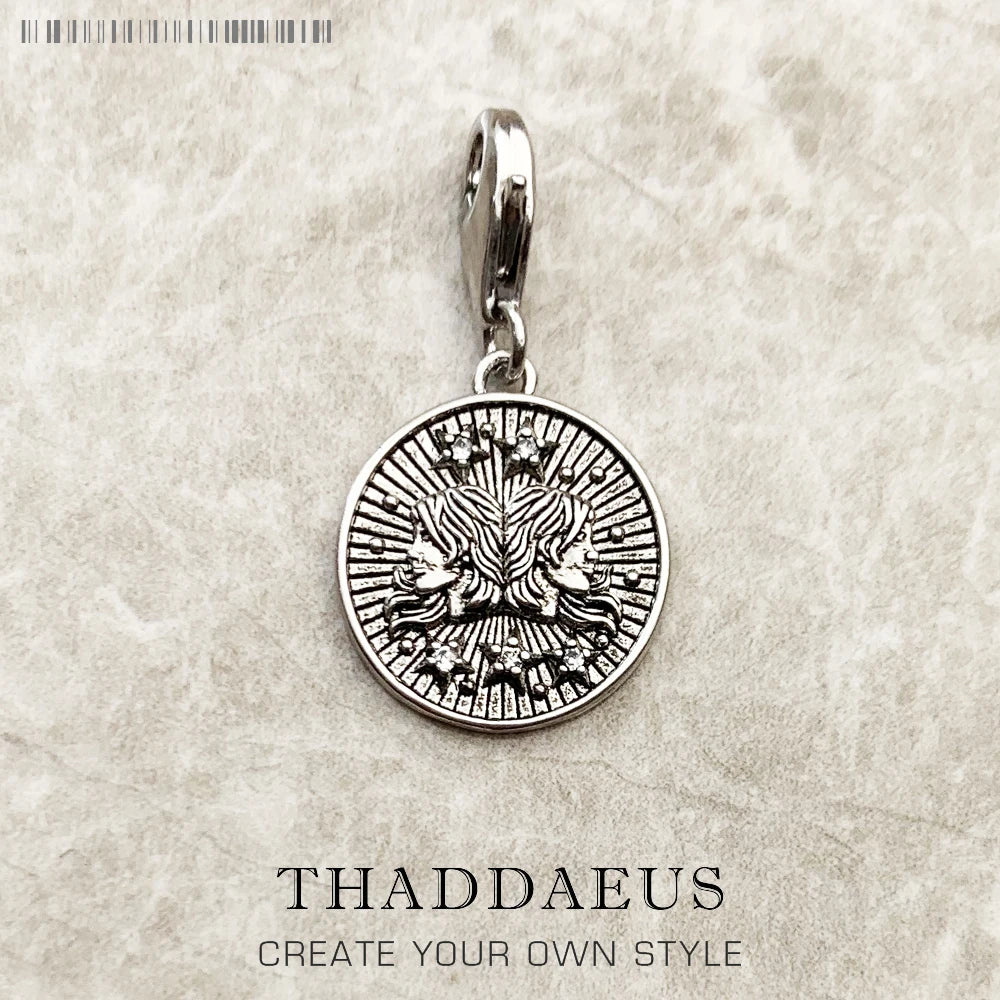 Damen-Charm-Anhänger Sternzeichen Horoskop Vintage aus Sterlingsilber
