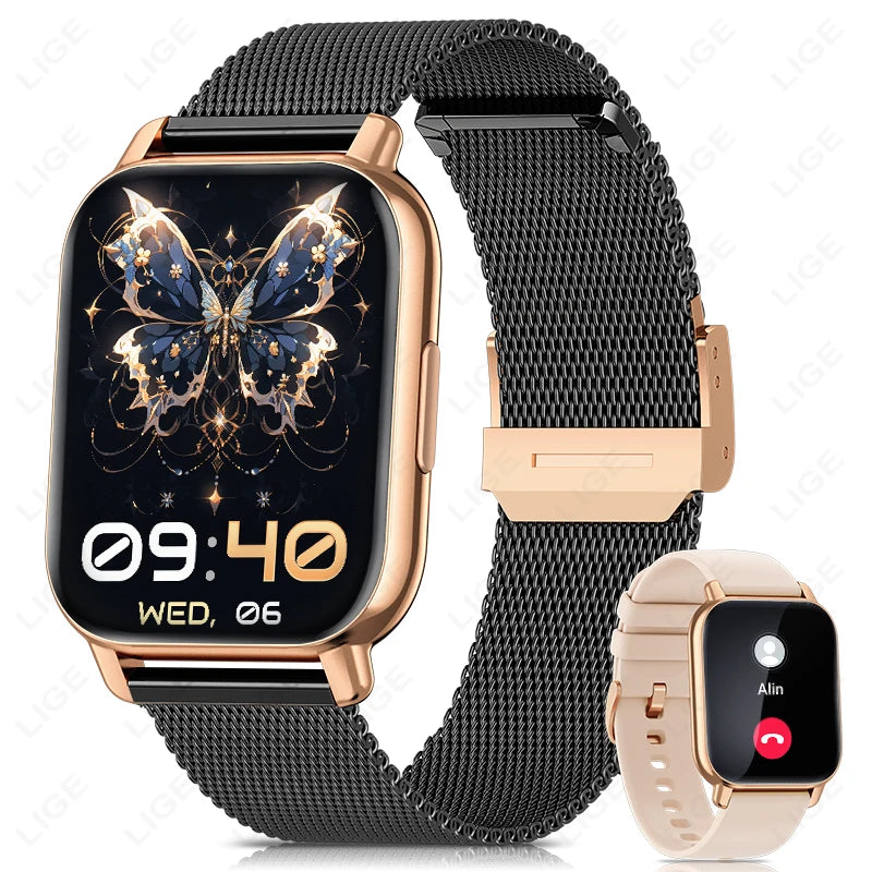 LIGE 2024 Neue Mode Smartwatch Männer 1,91 "HD Bildschirm Bluetooth Anruf Herzfrequenz Blutdruck Schlaf Überwachung Smart Uhr frauen