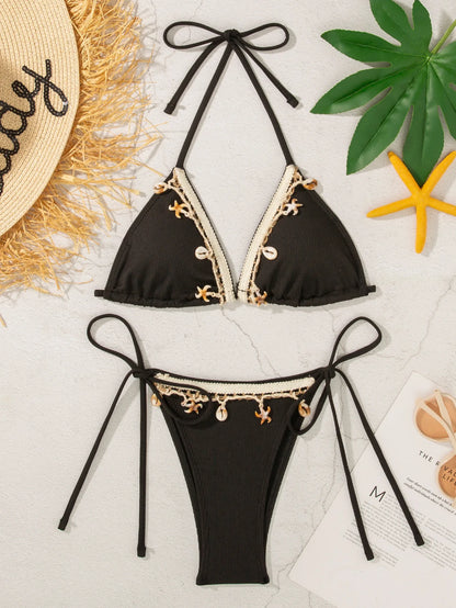 Gestreifter Push-up-Bikini für Damen – Sexy Badeanzug im brasilianischen Stil für Strand und Pool