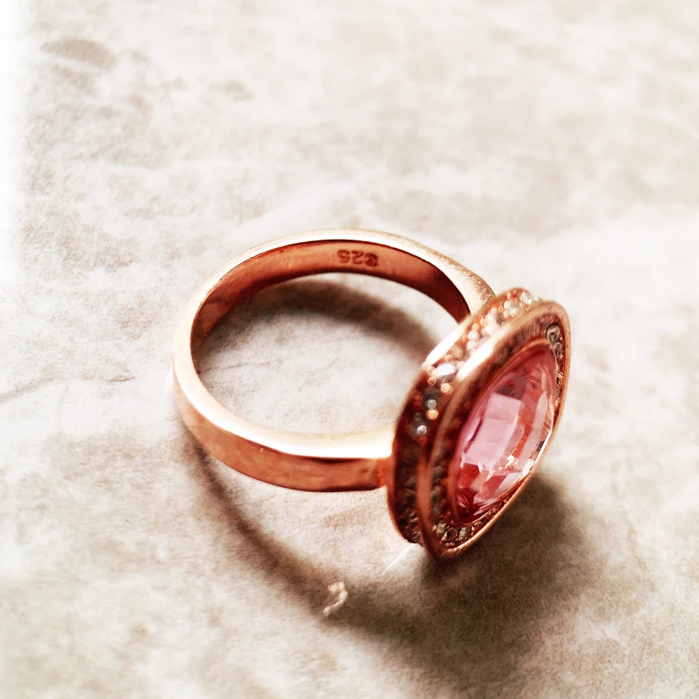 Damen-Ring Rose Gold rosa Zirkonia Frühling aus Sterlingsilber
