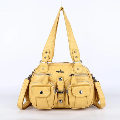 Damen-Schultertasche aus PU-Leder in kompakter Bauweise mit Angenehmer Haptik und Mehrfachfächern