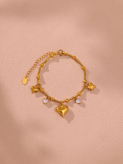 Damen-Armband mit Herz-Zirkonia aus Edelstahl