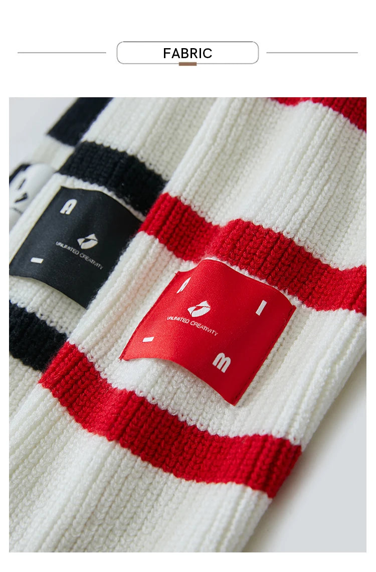 Damen-Strickjacke Streifen Stehkragen Kontrastfarben locker Weihnachten Winter