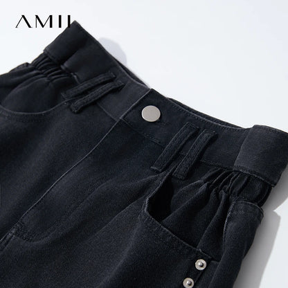 Damen Shorts Baumwoll-Denim Lässig Locker Gerade Vintage Modische Taschenjeans