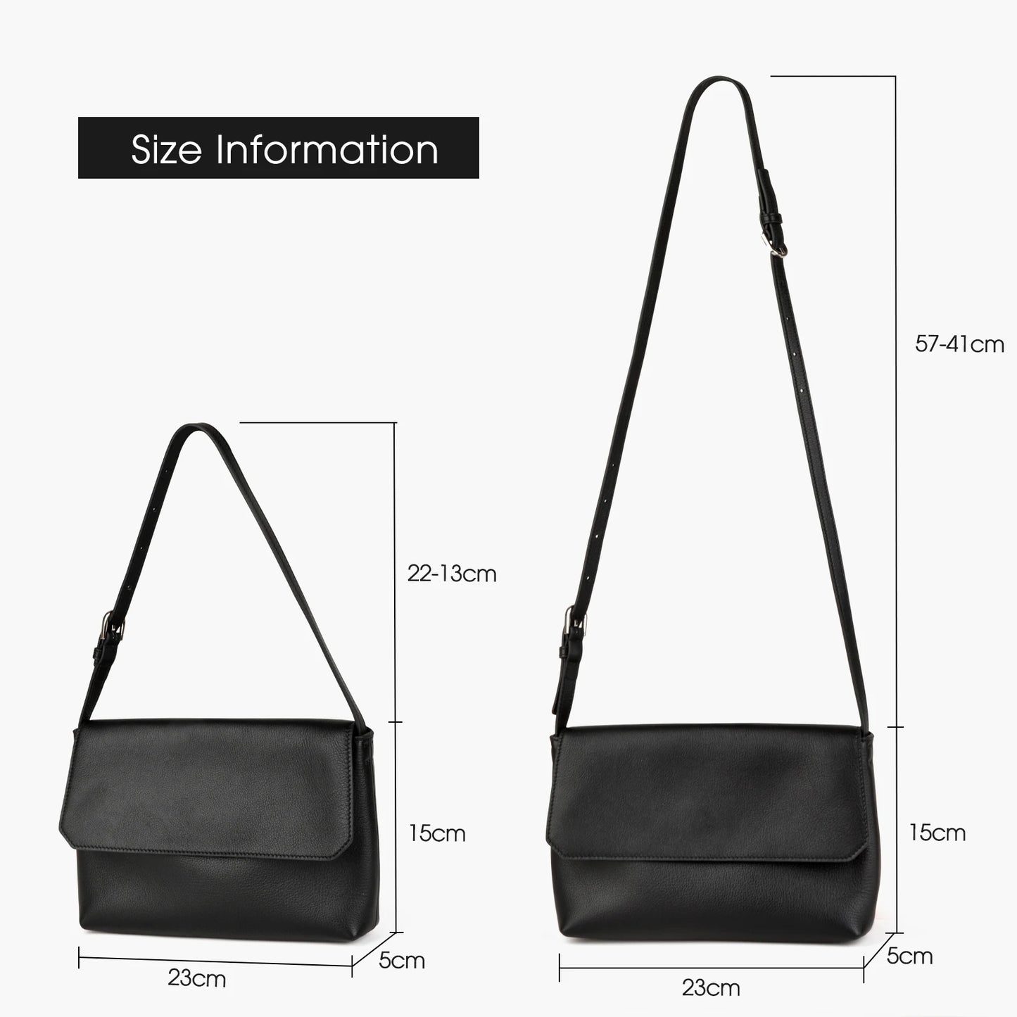 Leder Schultertasche - Vollnarbiges Rindsleder Quadratisch Crossbody