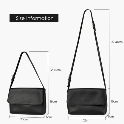 Leder Schultertasche - Vollnarbiges Rindsleder Quadratisch Crossbody